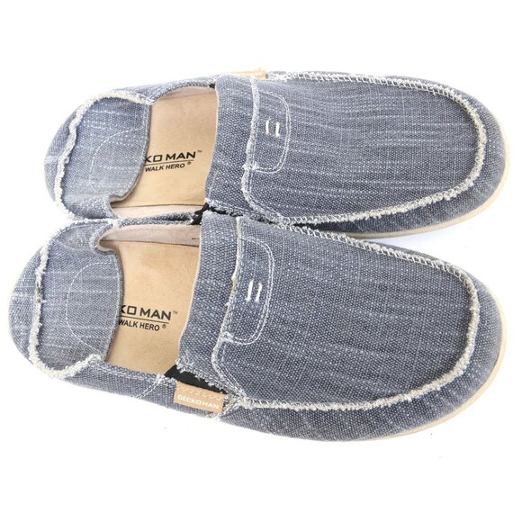 Gecko Man Mens 12 Slip On Canvas Loafers Arch Support Orthopedic Boat Shoes Blue - Picture 2 of 9